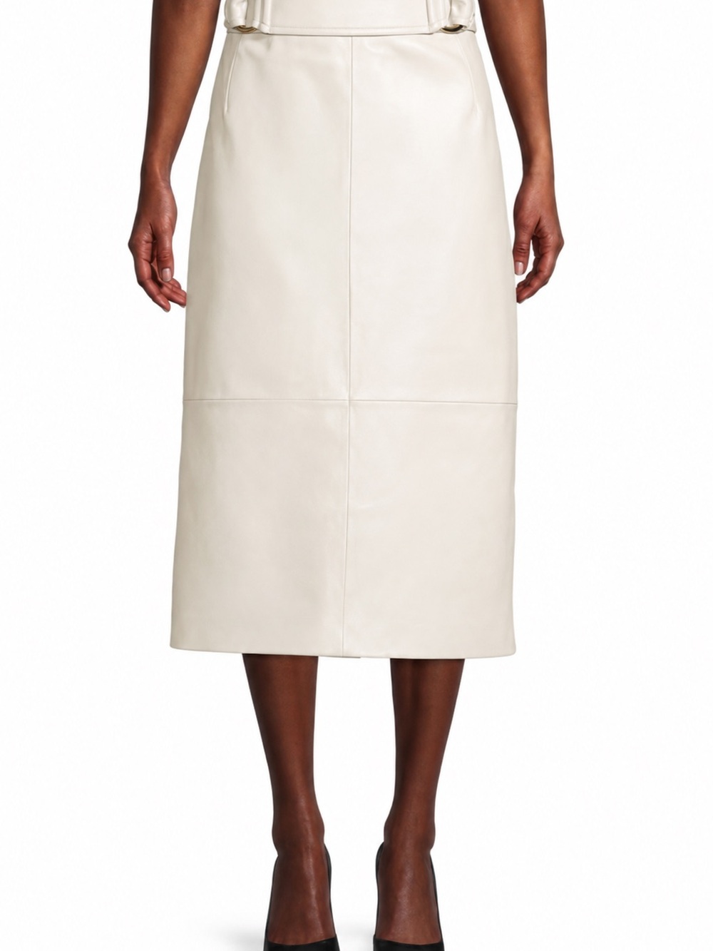 ESCADA - Ivory Leather Midi Skirt